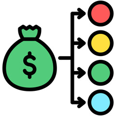 Allocation lineal multi color icon. related to education, business, economy, financial theme. best for UI, UX, app and web development.