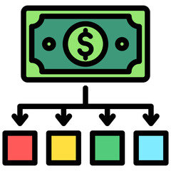 Allocation lineal multi color icon. related to education, business, economy, financial theme. best for UI, UX, app and web development.