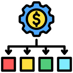 Allocation lineal multi color icon. related to education, business, economy, financial theme. best for UI, UX, app and web development.