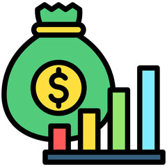 Growth lineal multi color icon. related to education, business, economy, financial theme. best for UI, UX, app and web development.
