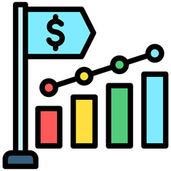 Initial Public Offering lineal multi color icon. related to education, business, economy, financial theme. best for UI, UX, app and web development.