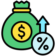 Interest Rate lineal multi color icon. related to education, business, economy, financial theme. best for UI, UX, app and web development.