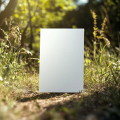 mockup blank note book on grass