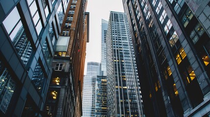 A high-rise cityscape showcasing the bustling financial district, representing growth, ambition,