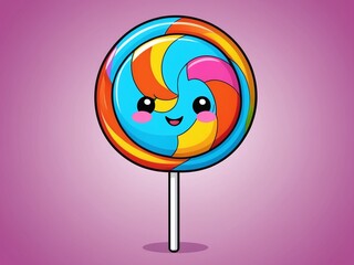 cartoon style of Kawaii Lollipop mascot character vector illustration