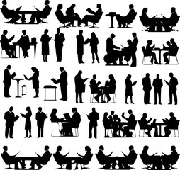 People reading silhouette vector image