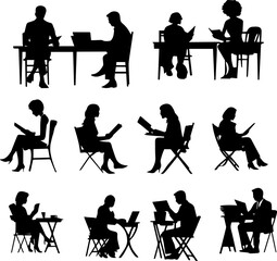 People reading silhouette vector image 2
