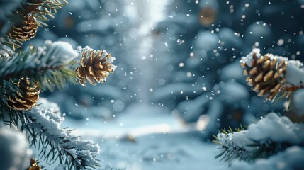 The Snowy Pine Cone Scene