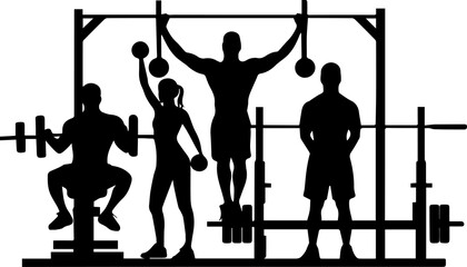 People gym silhouette vector image