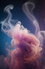 Fototapeta premium A blue and pink swirl of smoke with a purple and blue background.