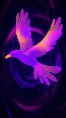 Obraz premium Purple Bird in Flight with Swirling Background