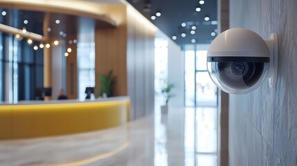 Security camera in modern office building.