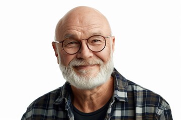 Obraz premium Happy mature man isolated on white background portrait.