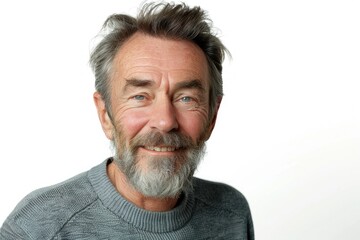 Obraz premium Happy mature man isolated on white background portrait.