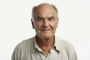 Obraz premium Happy mature man isolated on white background portrait.