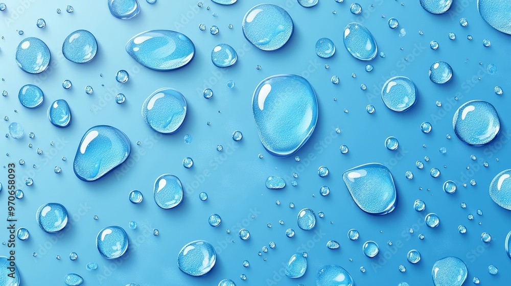 Poster water drops on blue background abstract texture and pattern