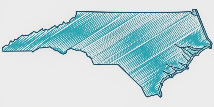 Doodle freehand drawing of North Carolina state map , North Carolina, map, sketch, drawing,USA, geography, outline, state