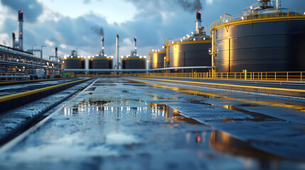 Obraz premium oil storage facility: close-up perspective