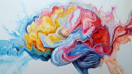 Abstract Brain Painting with Vibrant Colors
