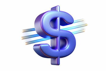 Obraz premium 3D Glowing Abstract Dollar Sign with Light Trails � Vibrant Digital Art Representing Financial Success and Modern Wealth on Isolated White Background
