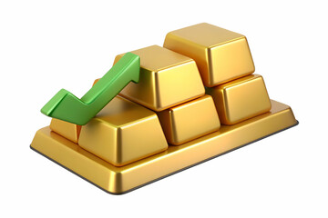 Flat Isolated Gold Bar with Upward Profit Arrow - Elegant Vector Illustration for Wealth, Financial Growth, and Investment Concepts