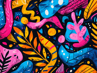 Obraz premium Abstract Leisure: Raw and Bold Cartoon Doodle Illustration