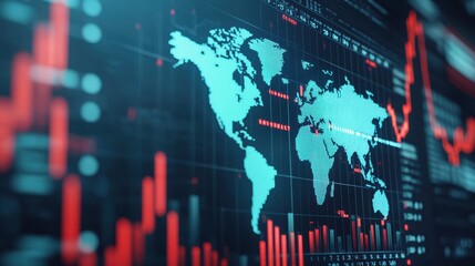 Futuristic Global Economy: International Currencies and Rising Trends on Financial Charts, Ultra HD with Copy Space