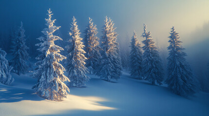 snow covered trees in winter
