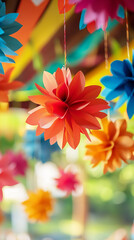 Obraz premium Colorful Paper Decorations at Day of the Dead Festivities 