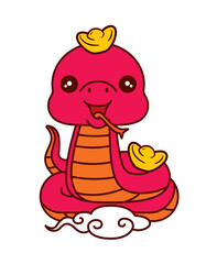 Chinese New Year illustration vector design with cute snake cartoon