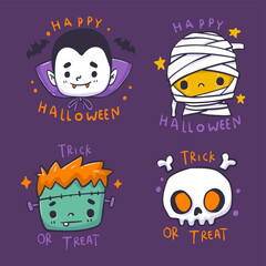 Hand drawn halloween labels collection