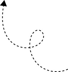 Hand drawn dotted arrow. Hand drawn freehand different curved lines, swirls arrows. Curved arrow line. Doodle, sketch style. Isolated Vector illustration.