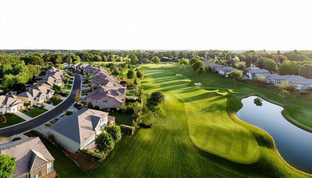 Luxury Homes Nestled in a Golf Course Community: 3D Render