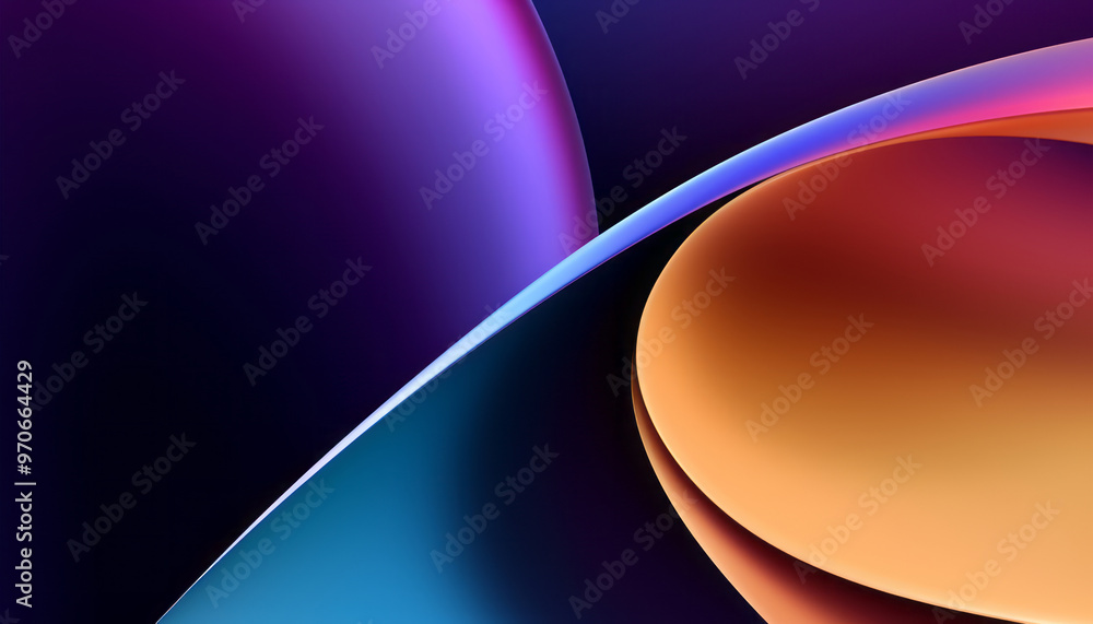 Poster abstract colorful wavy shapes wallpaper. modern curvy background with motion effect. generative ai
