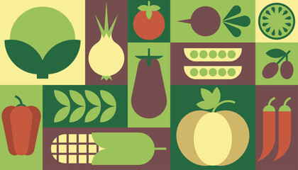Background vector geometric healthy food fruits vegetables menu packaging