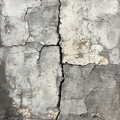 Obraz premium Cracked and Weathered Concrete Wall with a Large Crack