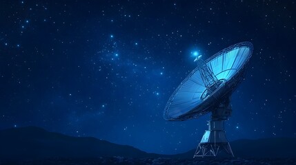 Satellite Dish Receiving Cosmic Radio Signals from Space