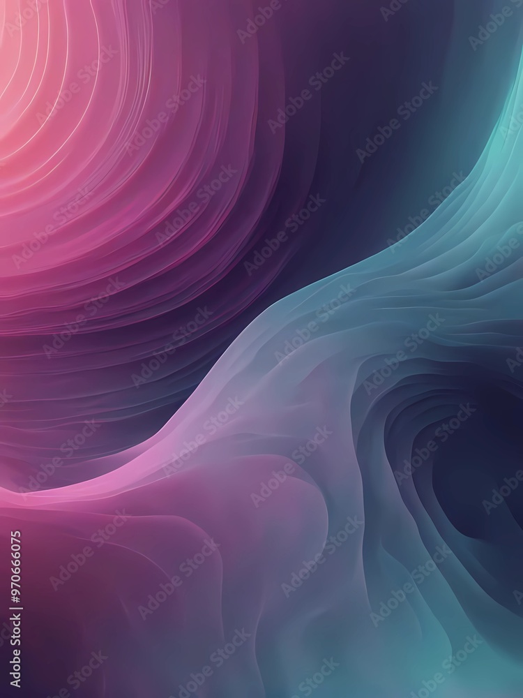Poster modern 3d abstract design with flowing curves and soft pastel colors for a futuristic look