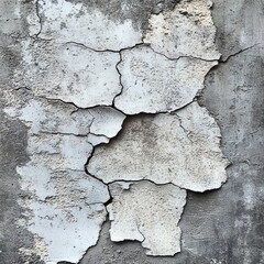 Obraz premium Cracked and Peeling White Paint on a Gray Concrete Wall