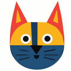Illustration Vector of abstract close up of a head of a cat	