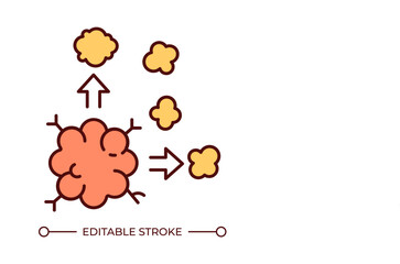 Metastasis RGB color icon. Cancer cells spread. Pathogenic tumors. Oncology. Malignant tumor. Disease development. Isolated vector illustration. Simple filled line drawing. Editable stroke