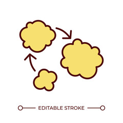 Tumor sizes RGB color icon. Cancer growth, development. Cancer staging. Oncology. Abnormal cell growth and mutation. Isolated vector illustration. Simple filled line drawing. Editable stroke