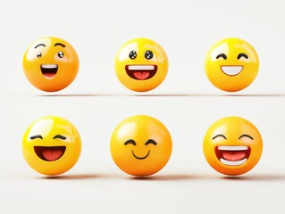 Fototapeta premium Set of Smiling Emojis on White Background