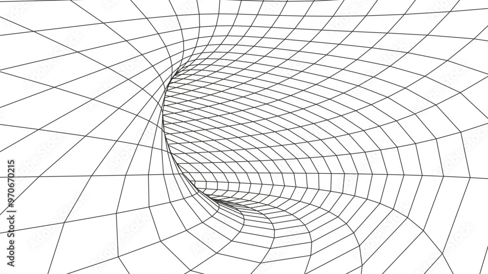 Poster wireframe abstract tunnel on white background. 3d tunnel grid. futuristic 3d portal. network cyber t