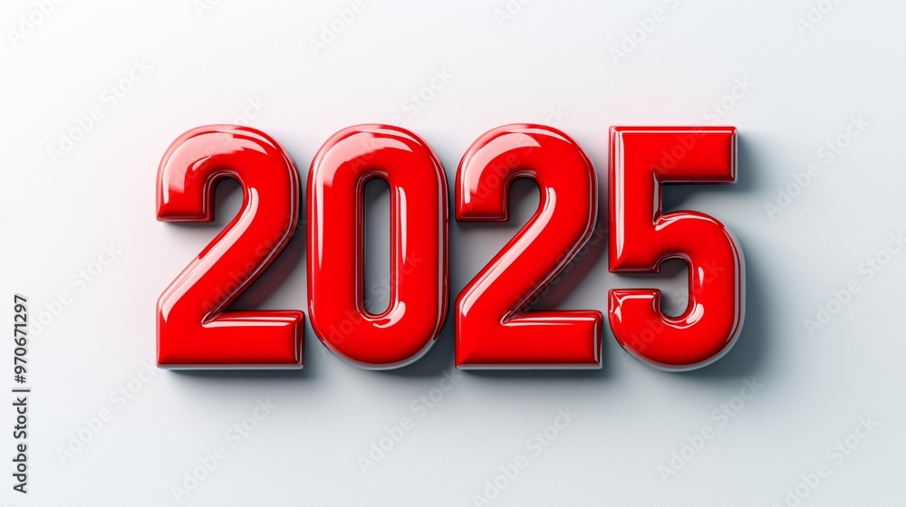 Poster the number 2025 is written in red. the image is a stylized representation of the number, with the le