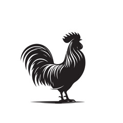 Fototapeta premium Rooster vector logo, icon design. Rooster silhouette. Rooster illustration.