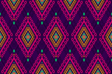 Beautiful fabric Aztec pattern. Geometric ethnic oriental seamless pattern traditional. Mexican style. purple background. Design for illustration, rug, clothing, carpet, textile, batik, embroidery.