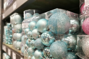 Christmas ornaments in a christmas retail shop