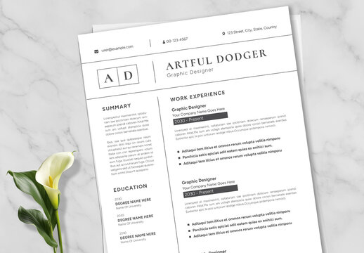 Minimal And Clean Resume Layout