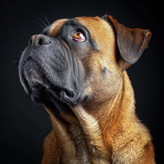 Fototapeta premium Majestic Mastiff dog portrait against a black studio background